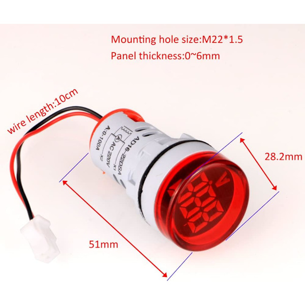 Mini LED Digital Amperemeter, AC 0-100A Digital Amperemätare