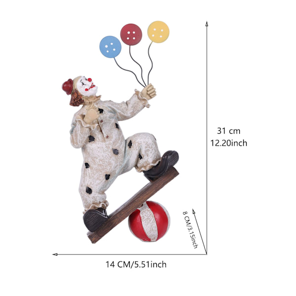 Kreativ clowncirkusstaty, rolig heminredning i resin