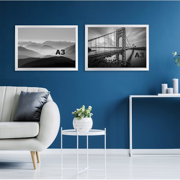 3-pack Vit Trä Posterram med Plexiglas Fram Sida Bildram