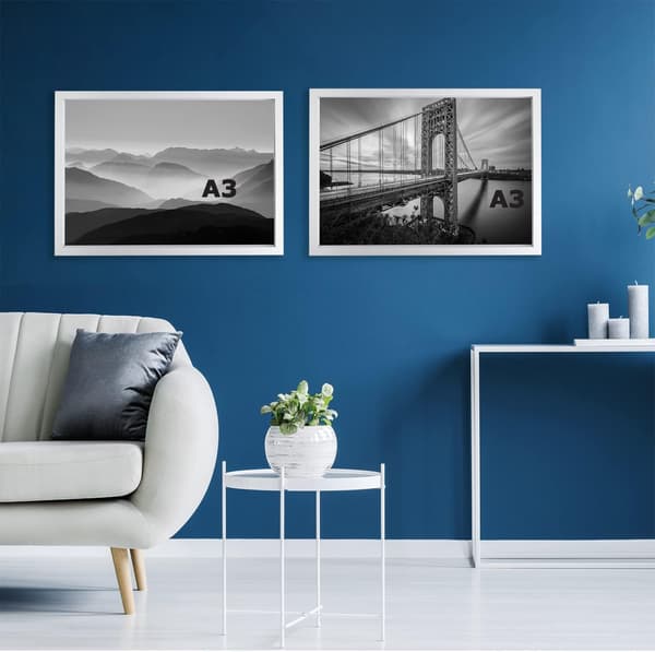 3 stk Hvite Tre Poster Rammer med Plexiglass Front Bilde Ramme