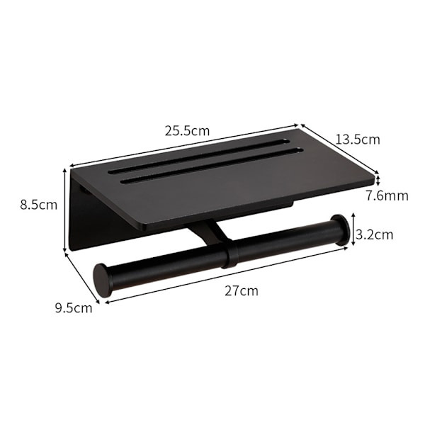 Toiletpapirholder, Rustfri Aluminium Dobbelt Rulle Toiletpapir