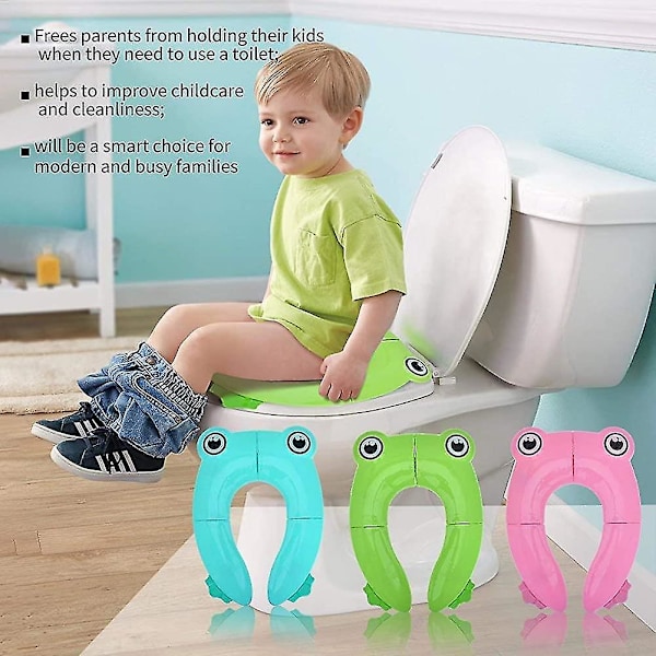 Sammenklappelig potte toiletsæde, toiletsæde til toilettræning, bærbar potte til rejser, småbørn, pink