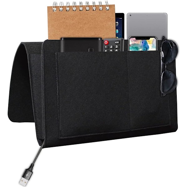 Svart Sängbord Organizer Soffa Armstöd Organizer Range Fjärrkontroll