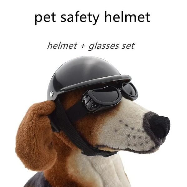 Hundhjälm Goggles Set Pet Helmet Solglasögon Hundar Justerbar Hund