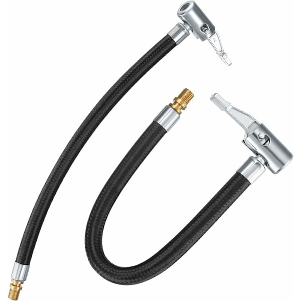 2 stk. dækventilslange, 30 cm cykelslange, bilventilsadapter, sort, one size