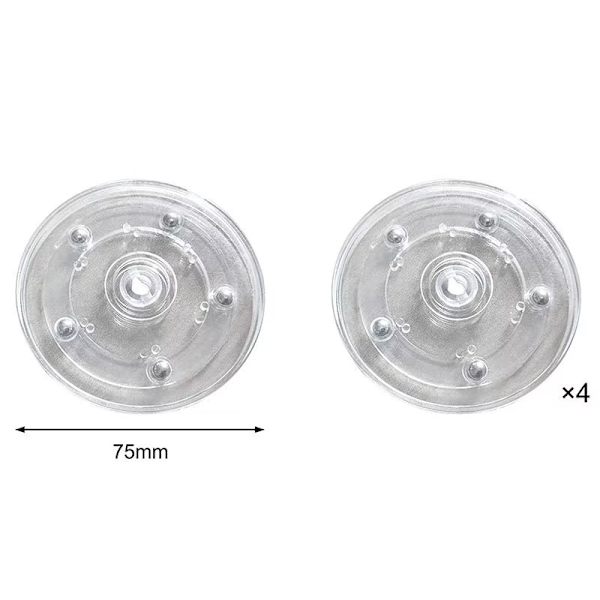 Sæt af 4 75mm Klar Plastik Lazy Susans med Drejelig Base
