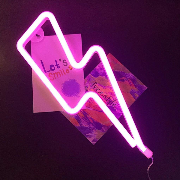 Neon Nattlampa, LED Blixt Skylt Dekorationslampa, Väggdekor för
