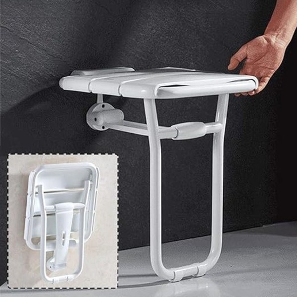 1 White Folding Shower Seat Sturdy and Non-Slip Folding Bathroom