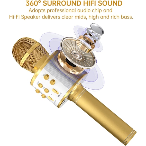 2 stk. Karaoke-mikrofon til børn, trådløs Bluetooth Karaoke Mi