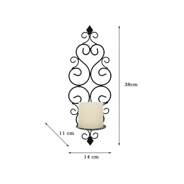 （Svart）Set med 2 Tealight-Ljusstakar Väggmonterade
