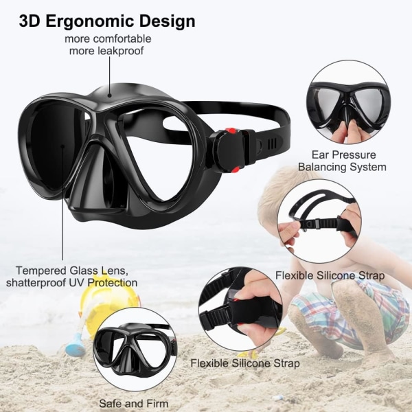 Kids Diving Mask Diving Goggles for, Child Snorkeling Mask Temper