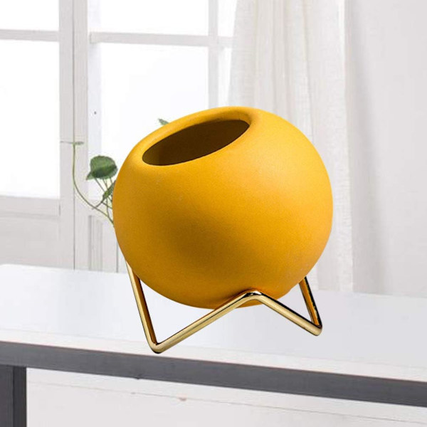 1 Styk Gul Sukkulent Potte Keramik Vase Morandi Enkel
