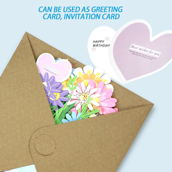 1 stk Blomst Pop Up Kort Bursdagskort Gavekort 3D Fold