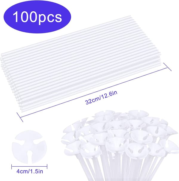 100-pack Latexballonger, Transparent Stativpinnar, Jordgubbsfrukt