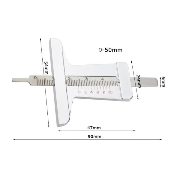 1 stk. 0-50mm Digital Dybdemåler, 0,01mm Høj Præcision Rustfrit Stål