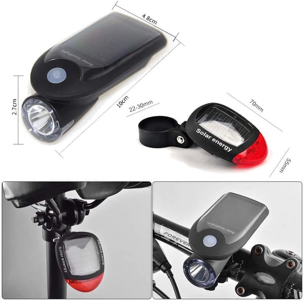 Solcellsdriven Cykel LED-strålkastare + Baklykta