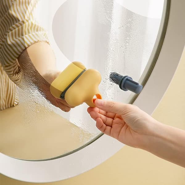 Mini Silikon T-Formet Speilvasker, Glassrenser (Hvit)