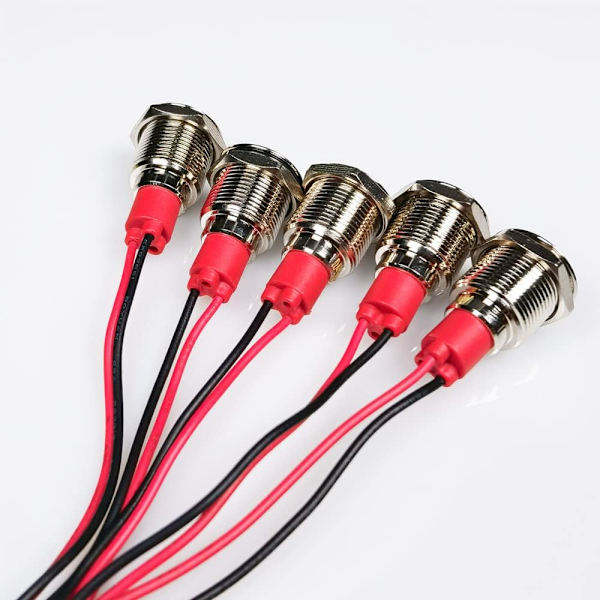5 stk. 12mm LED Metal Indikator 110V-220VAC Lys Vandtæt