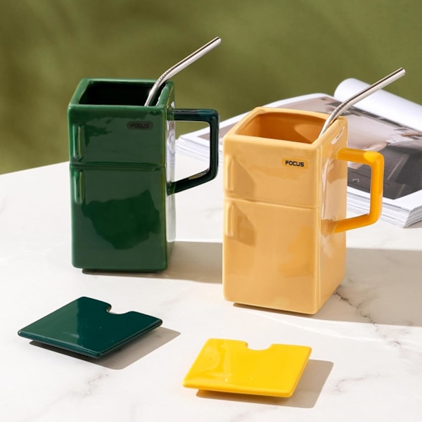 Keramiske Kaffe Krus, Keramiske Kaffe Kopper, Keramiske Kopper til Latte, varm te, Cappuccino, Mocha, kakao, Køleskab Design
