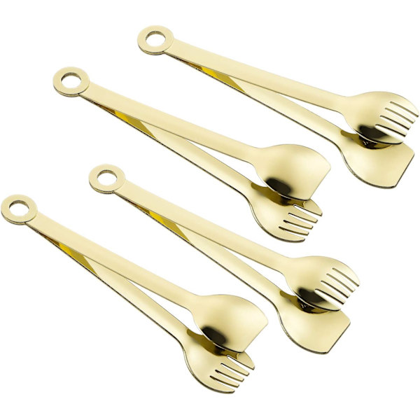 Sett med 4 Mini Gullbelagte Rustfrie Stål Forrettstenger 6\"