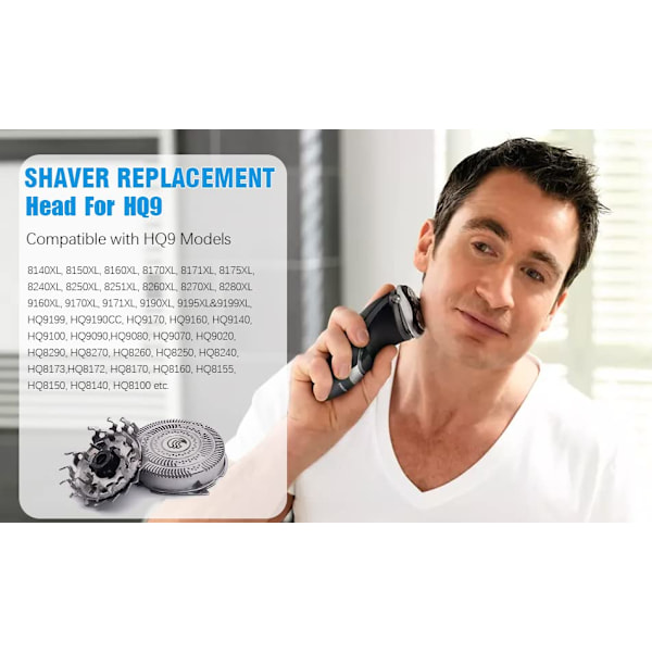 3 stk. HQ9 erstatningshodeblader for Philips