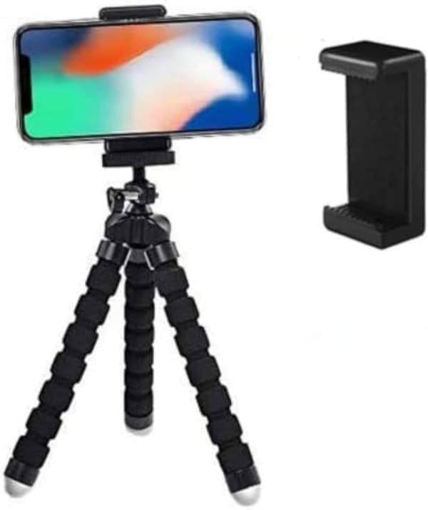 Telefonstativ, Fleksibelt Stativ til iPhone og Android, Bærbar Lille Stativ med Telefonklips til Videooptagelse/Vlogging