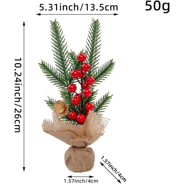 10,24 tum hög Konstgjord Mini Julgran med Dekorationer, Julgran Borddekorationer, Bordsskiva Liten Tr