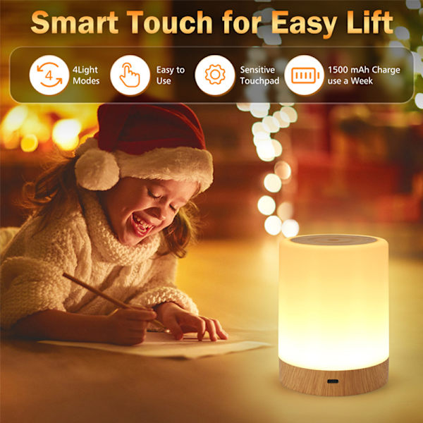 Touch-natlampe genopladelig trådløs natlys 11 LED-lys