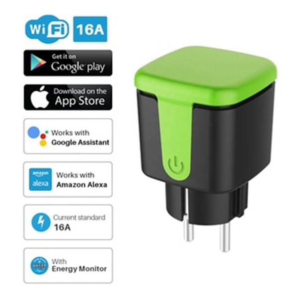 Green waterproof external socket, timer, Smart plug