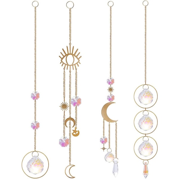 4 stk Krystall Solfangere, Solfanger Krystall Henger Ornament,