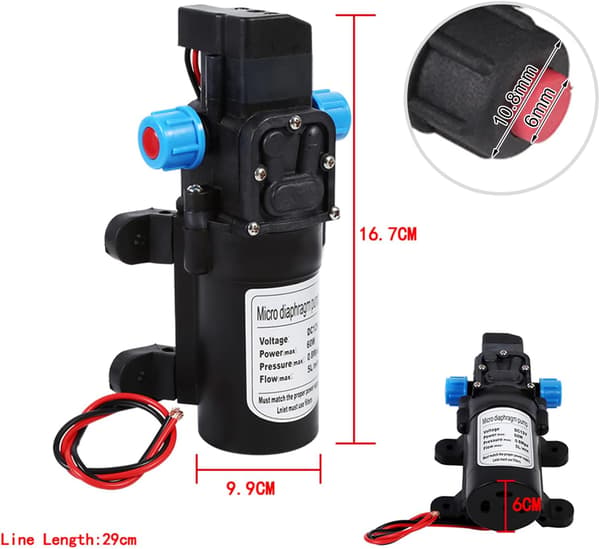 Självsugande vattenpump, DC 12V 60W Högtrycks Mikro Membranpump