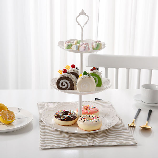 1 stycke (vit, rund) Plast Cupcake Stativ, Kakdisplay