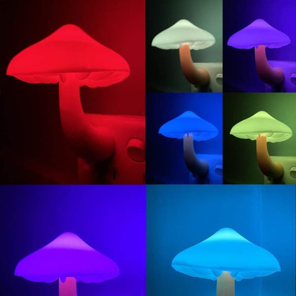 3 stk. Plug-in LED Sopp nattlyslampe med skumring til daggry