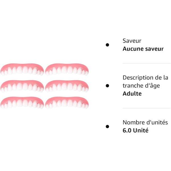 6 Instant Veneer Gebiss Behagelige Øvre Smil Tænder Hvid