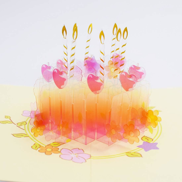 1 kpl 3D-syntymäpäiväkortti, 3D-popup-kortti, Syntymäpäiväonnittelu