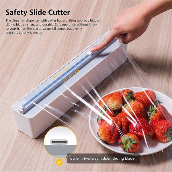 Magnetisk plastfilmsdispenser - Förbättrad folieklippare med vassa blad, bekväm aluminiumfolie- och plastfilmsdispenser - Plastfilmsdispenser för kök