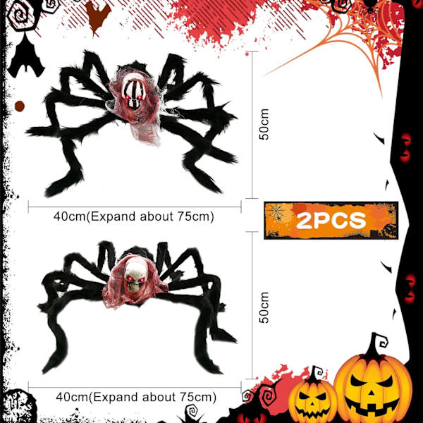 Halloween-pynt Bar-pynt hele blomst edderkop blød edderkop