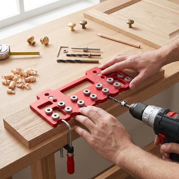 Monteringsmal for møbelhåndtak, boreguide for trearbeid med 5 mm og 6,35 mm bor