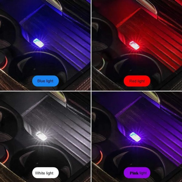 Billambiente LED-belysning, 5-pack USB-belysningssats för interiören