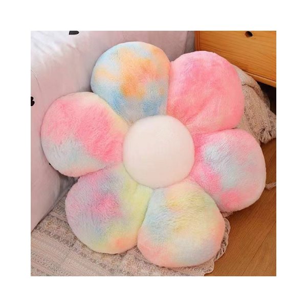 Blomformad stolskudde (50x50cm, flerfärgad), mjuk plyschkudde fluffig tatamiför kudde, soffa, trädgård, inomhus vardagsrum barnrumsdekoration