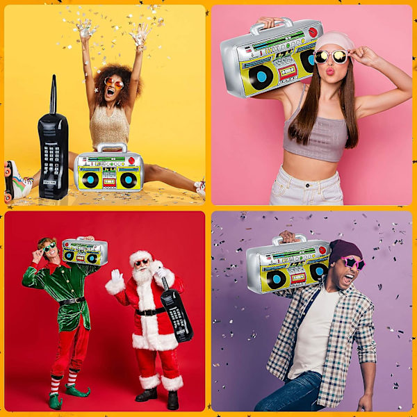 2 stk. Radio Boombox Oppblåsbar Mobiltelefon Oppblåsbar Rekvisitter