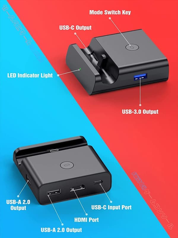 Reserve Dock til Nintendo Switch, 4K HDMI Adapter Kompatibel med Nintendo Switch TV Dock, Docking Station til