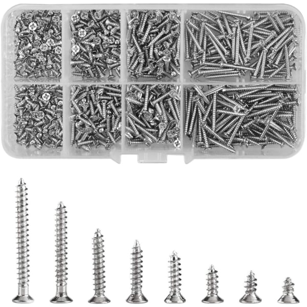 800Pcs Stainless Steel M2 Self Tapping Screws Assortment Kit, 8