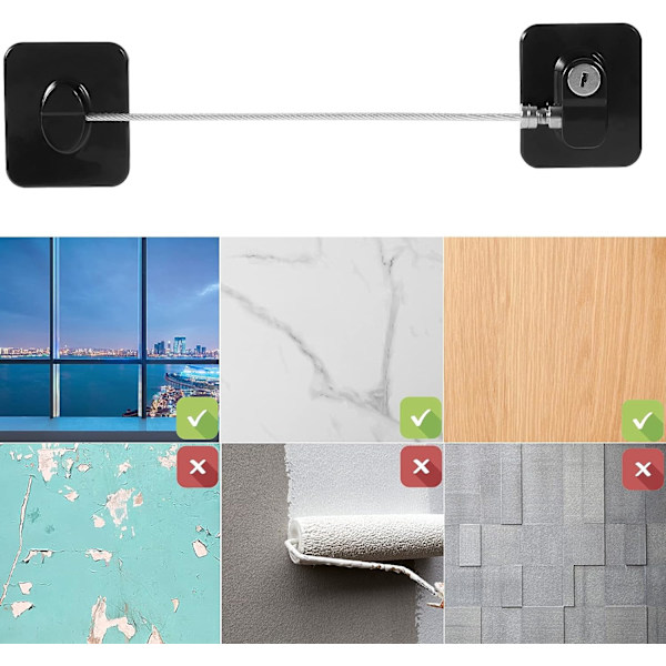 3-pack Barnsäkerhet för Fönster, Självhäftande Kyl Dörrlås Kabelöppning