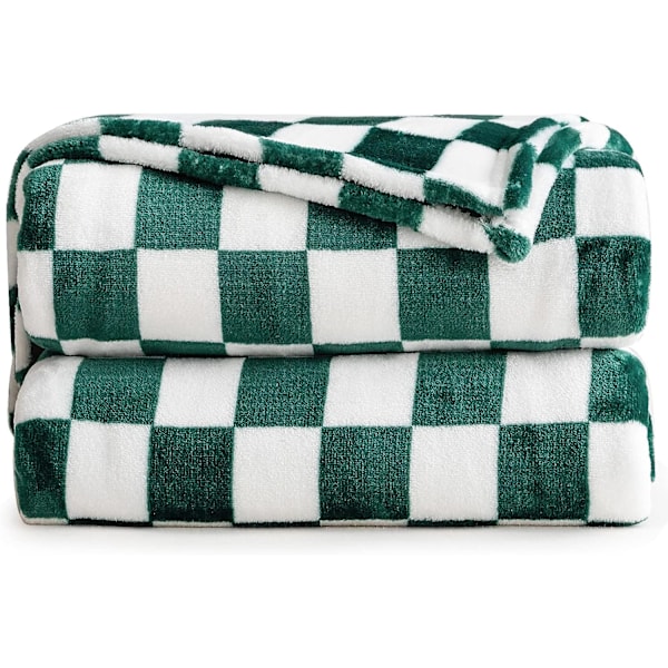 Buffalo Plaid Fleece Tæppe (70*140cm, Grøn) - Plaid Flannel Tæppe