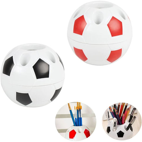 Kreativ Fodbold Penneholder Skrivebord 2 Stykker Multifunktionel Pen