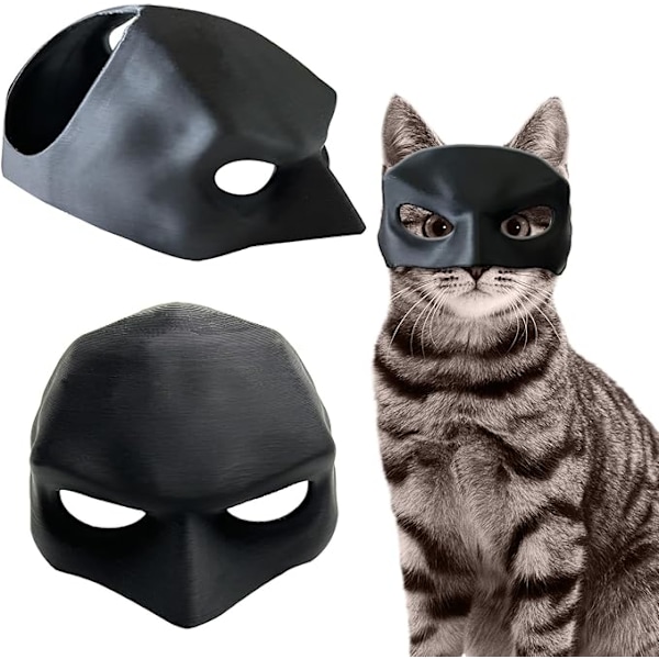 Fladdermuskattmask Halloween, Svart Fladdermusmask för Katter, Halloween Cosplay Kostym för Katter, Kattmask för Festivalfest (9cm)