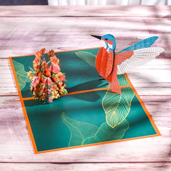 3D Kolibri Pop-Up Bursdagskort, 3D Kolibri Dyr