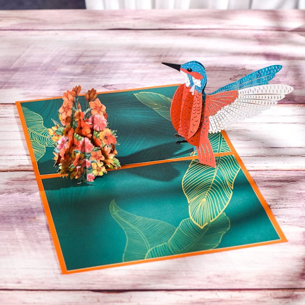3D Kolibri Pop-Up Fødselsdagskort, 3D Kolibri Dyr