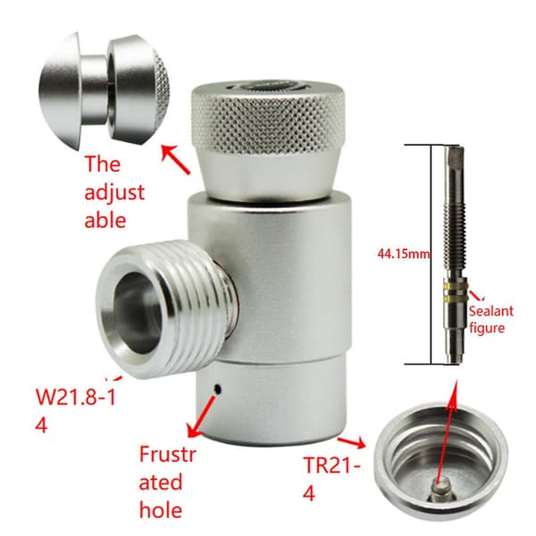 Asa Tr21-4 til W21.8-14 gevind pneumatisk fitting (sort)